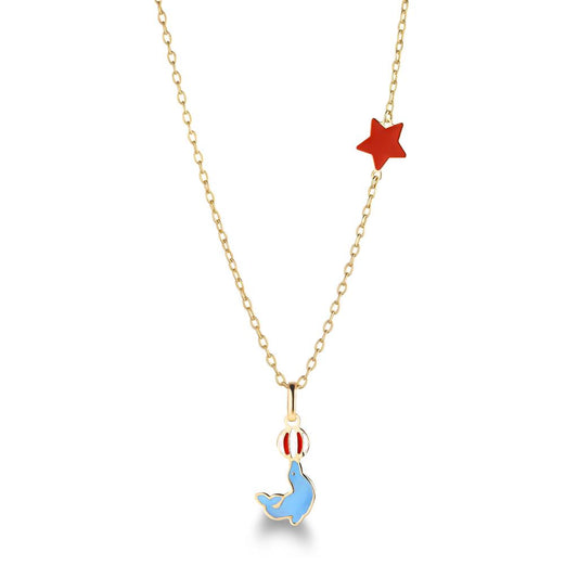 Collana Lebebé Prime Gioie Circo Oro Giallo 9 Kt Pendente Foca