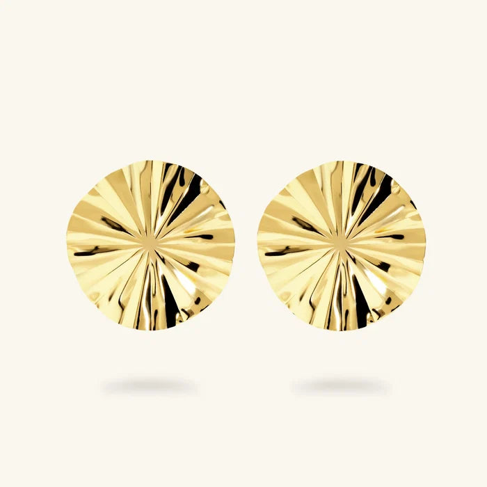Orecchini Etrusca Gioielli Lega Golden Placcata Oro 18 Kt Disco Diamantati
