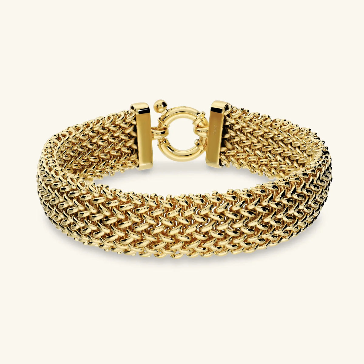 Bracciale Etrusca Gioielli Lega Golden Placcata Oro Maglia Effetto Tessuto Intrecciato