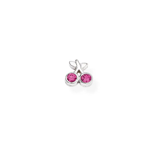 Monorecchino Amen Argento Ciliegie Con Zirconi Fucsia