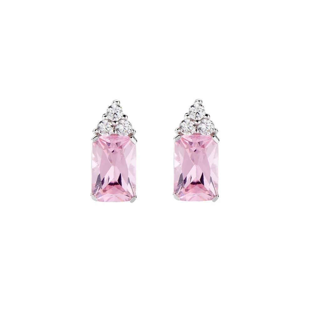 Orecchini Lobo Amen Fancy Argento Zirconi Rosa/Bianco
