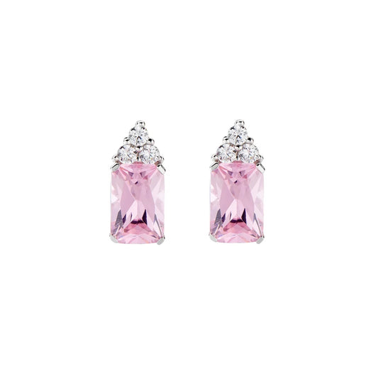 Orecchini Lobo Amen Fancy Argento Zirconi Rosa/Bianco