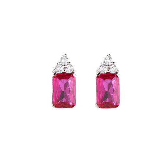 Orecchini Lobo Amen Fancy Argento Zirconi Rosso rubino/Bianco