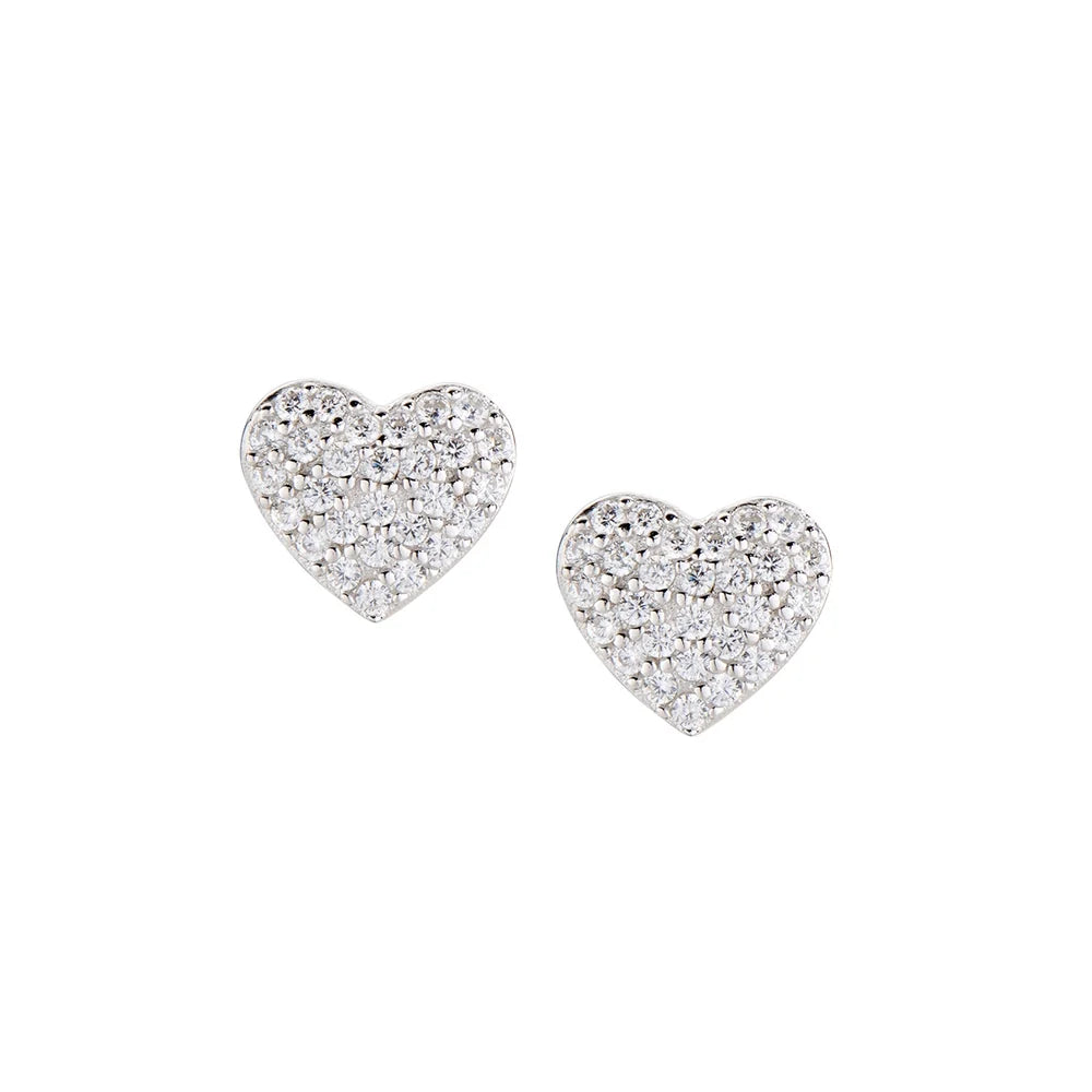 Orecchini Lobo Amen Diamonds Argento Cuore Con Zirconi