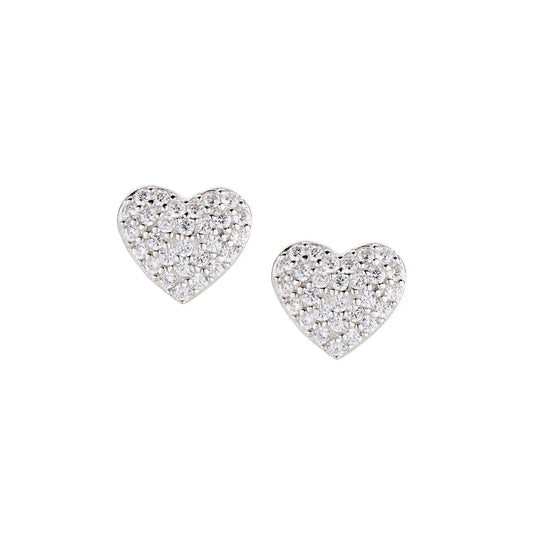 Orecchini Lobo Amen Diamonds Argento Cuore Con Zirconi