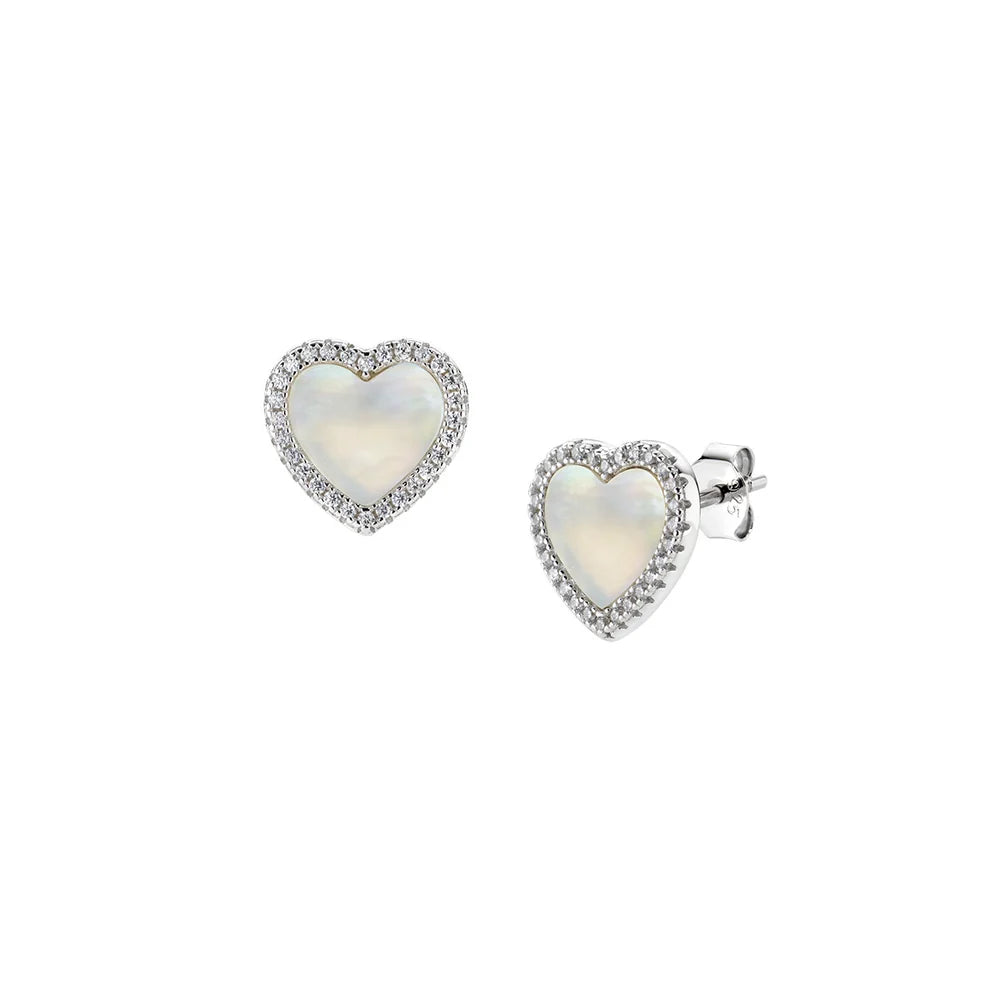 Orecchini Lobo Amen Madreperle Argento Cuore Madreperla e Zirconi