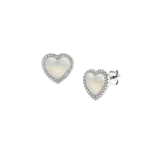Orecchini Lobo Amen Madreperle Argento Cuore Madreperla e Zirconi