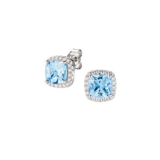 Orecchini Lobo Amen Diamonds Argento Acquamarina Contornato