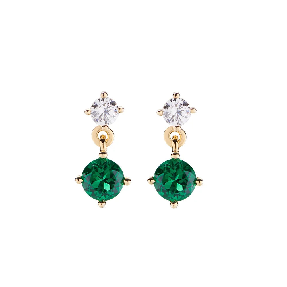 Orecchini Pendenti Amen Fancy Argento Dorato Punto Luce e Zircone Verde