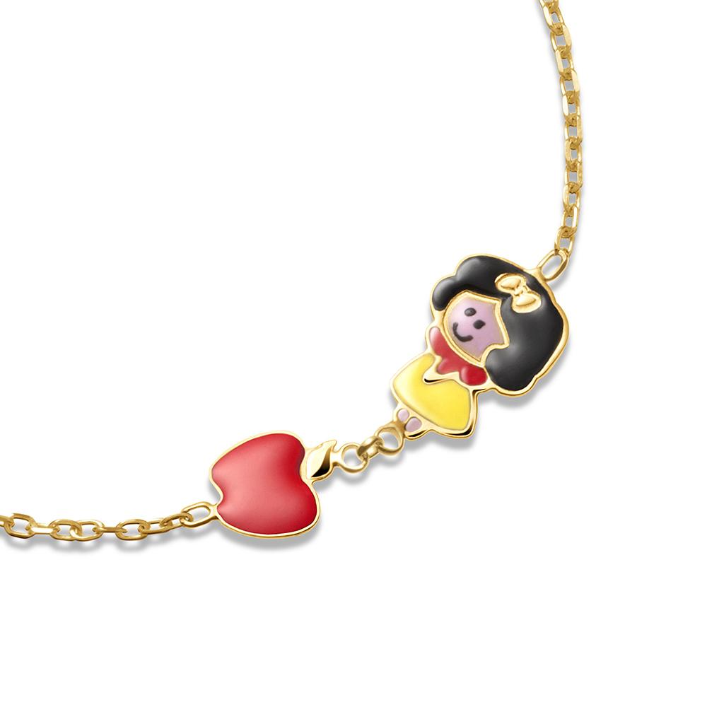 Bracciale lebebé PrimeGioie Fiabe Oro 9 Kt Biancaneve Mela