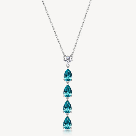 Collana Brosway Fancy Argento Pendente Cubic Zirconia a Goccia Verde Acqua