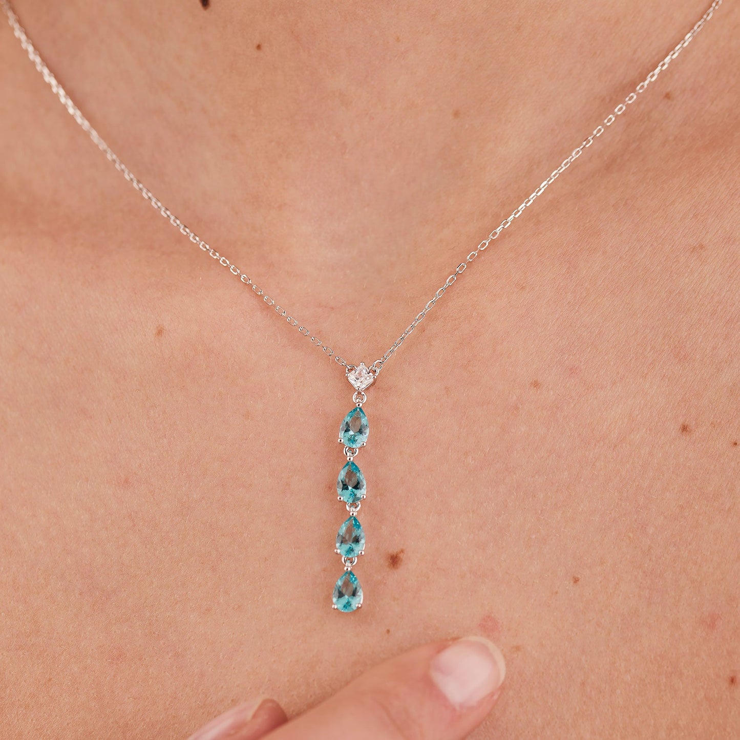 Collana Brosway Fancy Argento Pendente Cubic Zirconia a Goccia Verde Acqua