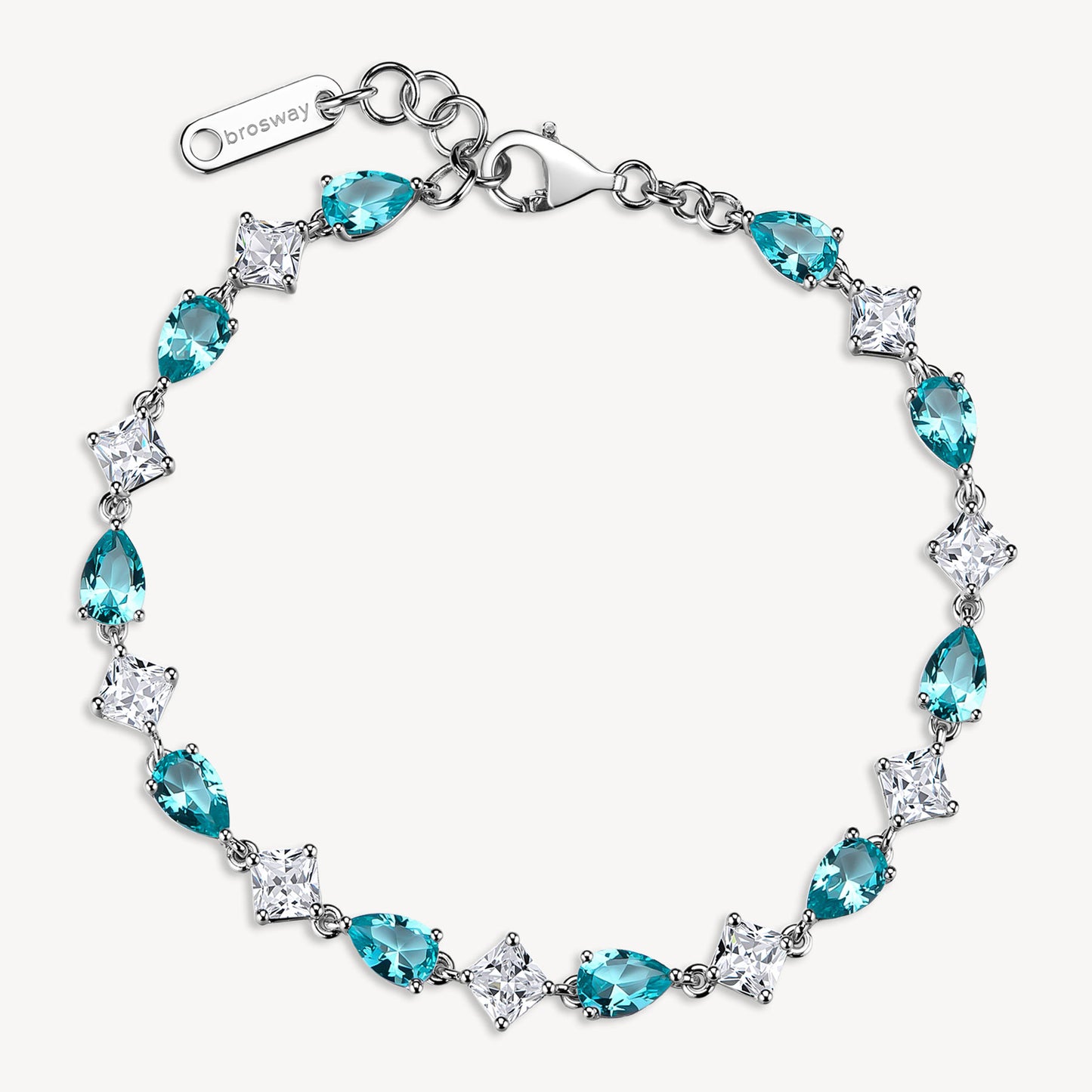 Bracciale Brosway Argento Cubic Zirconia Verde Acqua Alternati