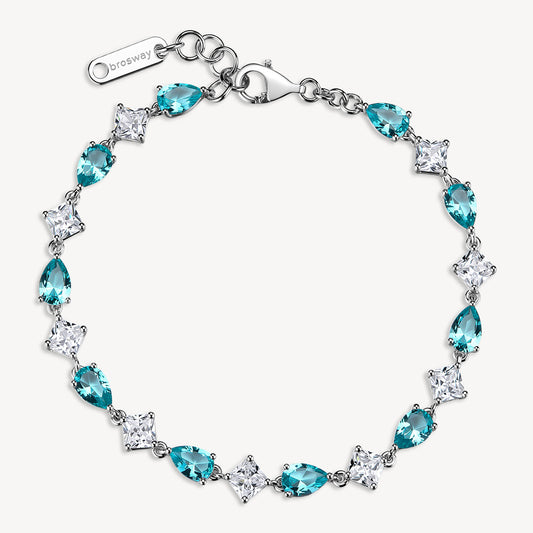 Bracciale Brosway Argento Cubic Zirconia Verde Acqua Alternati