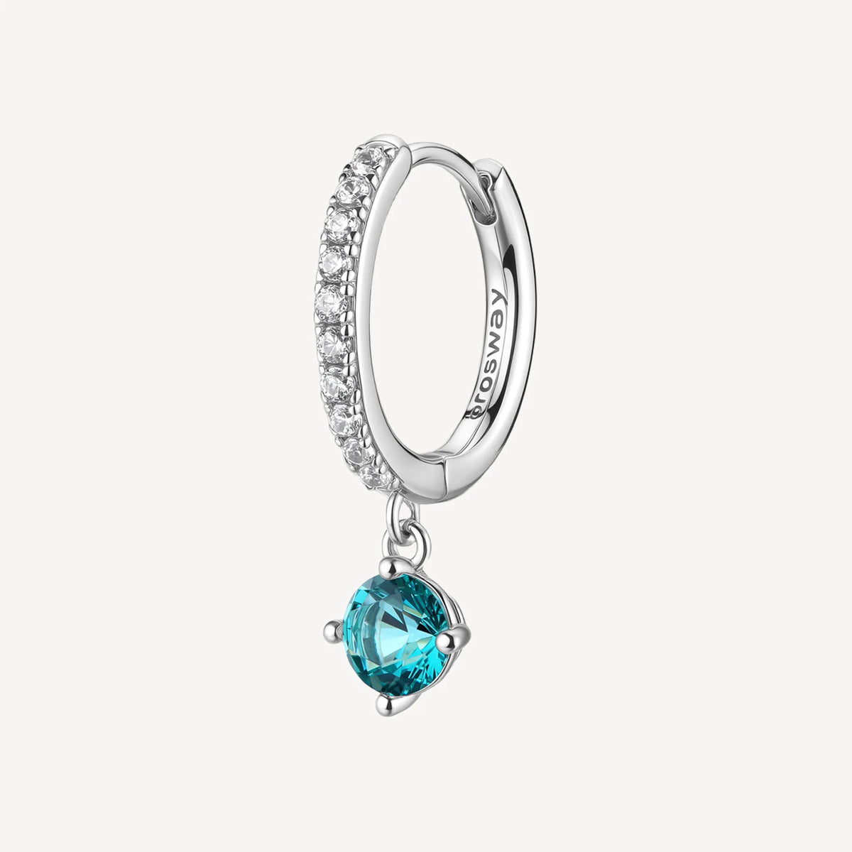 Monorecchino A Cerchietto Brosway Fancy Aqua Green Argento Con Cubic Zirconia Bianchi E Verde Acqua
