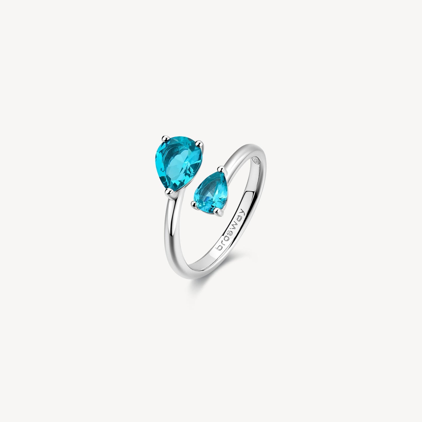 Anello Brosway Fancy Contrariè Argento Cubic Zirconia Verde Acqua - Misura 14