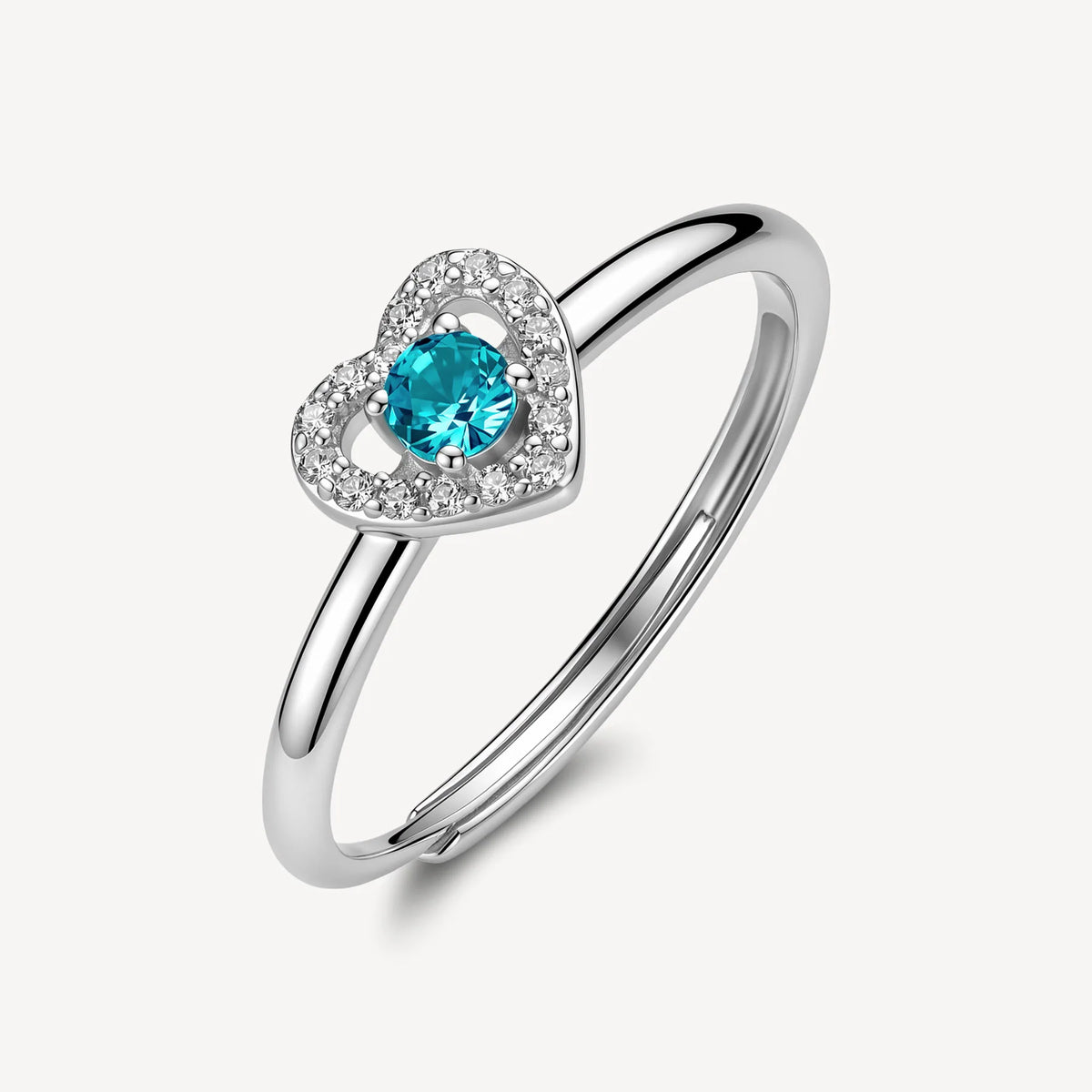 Anello Regolabile Brosway Fancy Aqua Green Argento Cuore Con Cubic Zirconia Bianchi E Centrale Verde Acqua - Misura 12/18