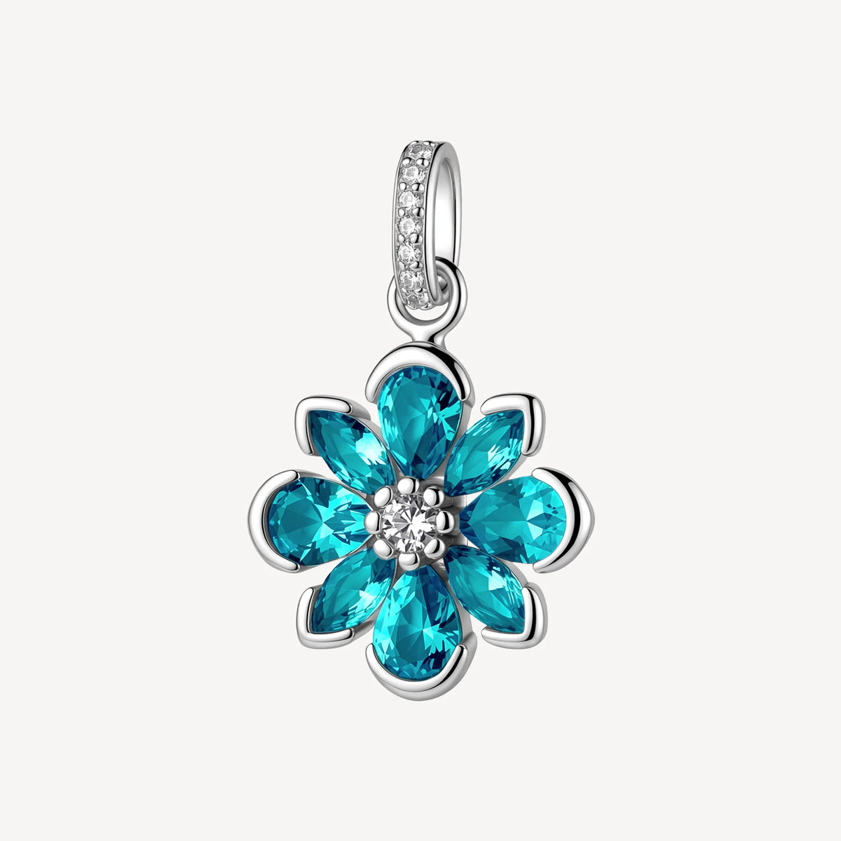 Pendente Brosway Fancy Aqua Green Argento Fiore Con Cubic Zirconia Verde Acqua E Centrale Bianco