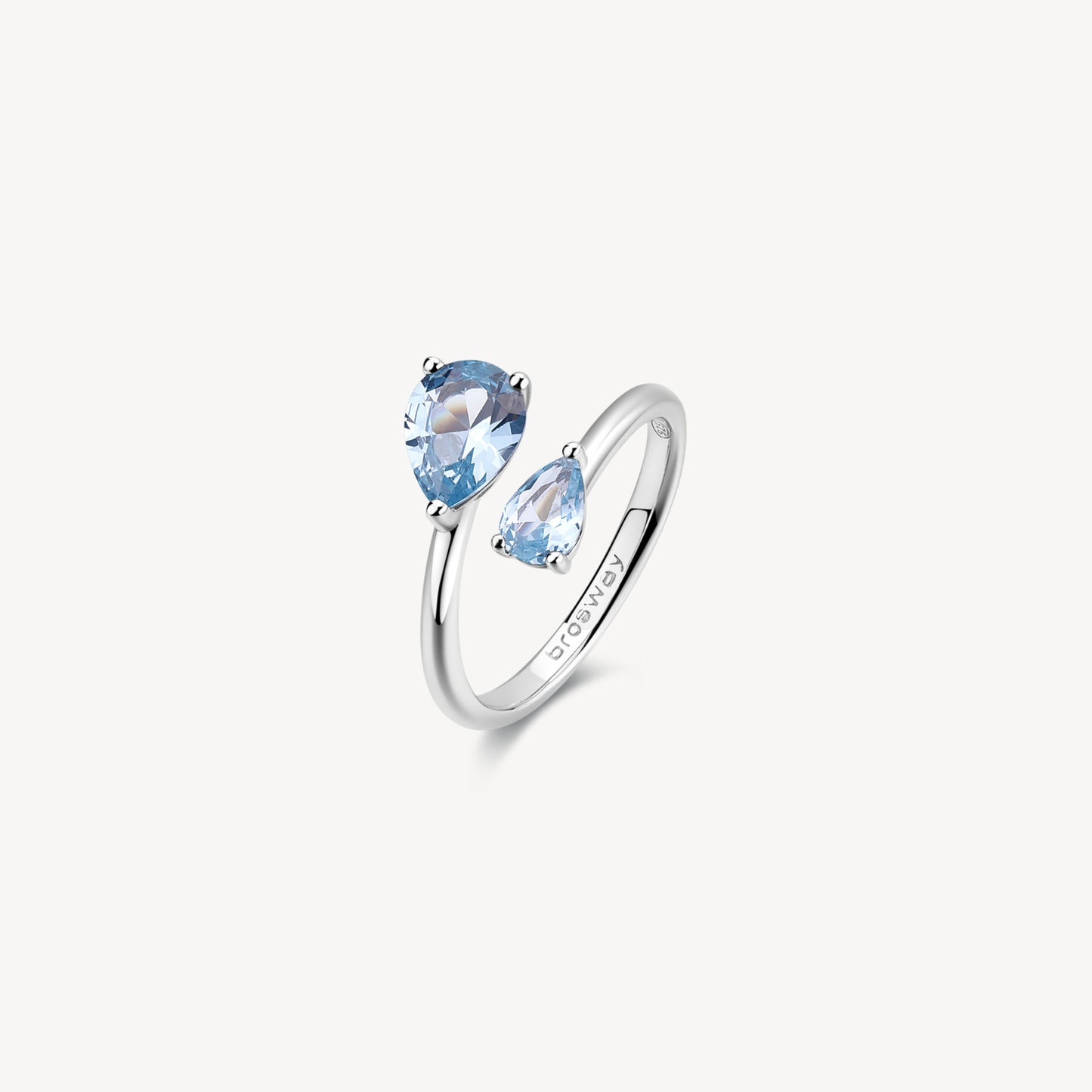 Anello Brosway Fancy Aperto Argento Cubic Zirconia Azzurro - Misura 12