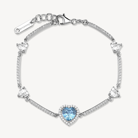 Bracciale Semirigido Brosway Fancy Argento Cubic Zirconia Centrale Cuore Azzurro