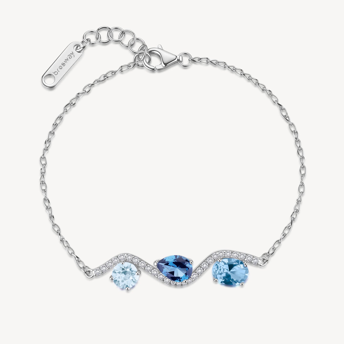 Bracciale Barretta Brosway Fancy Cloud Light Blue Argento Centrale Ondulato Cubic Zirconia