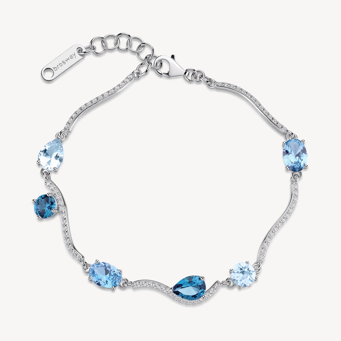 Bracciale Semirigido Brosway Fancy Cloud Light Blue Argento Ondulato Cubic Zirconia