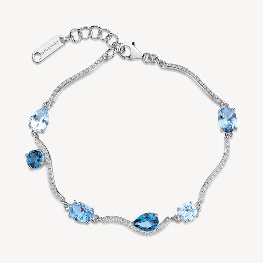 Bracciale Semirigido Brosway Fancy Cloud Light Blue Argento Ondulato Cubic Zirconia