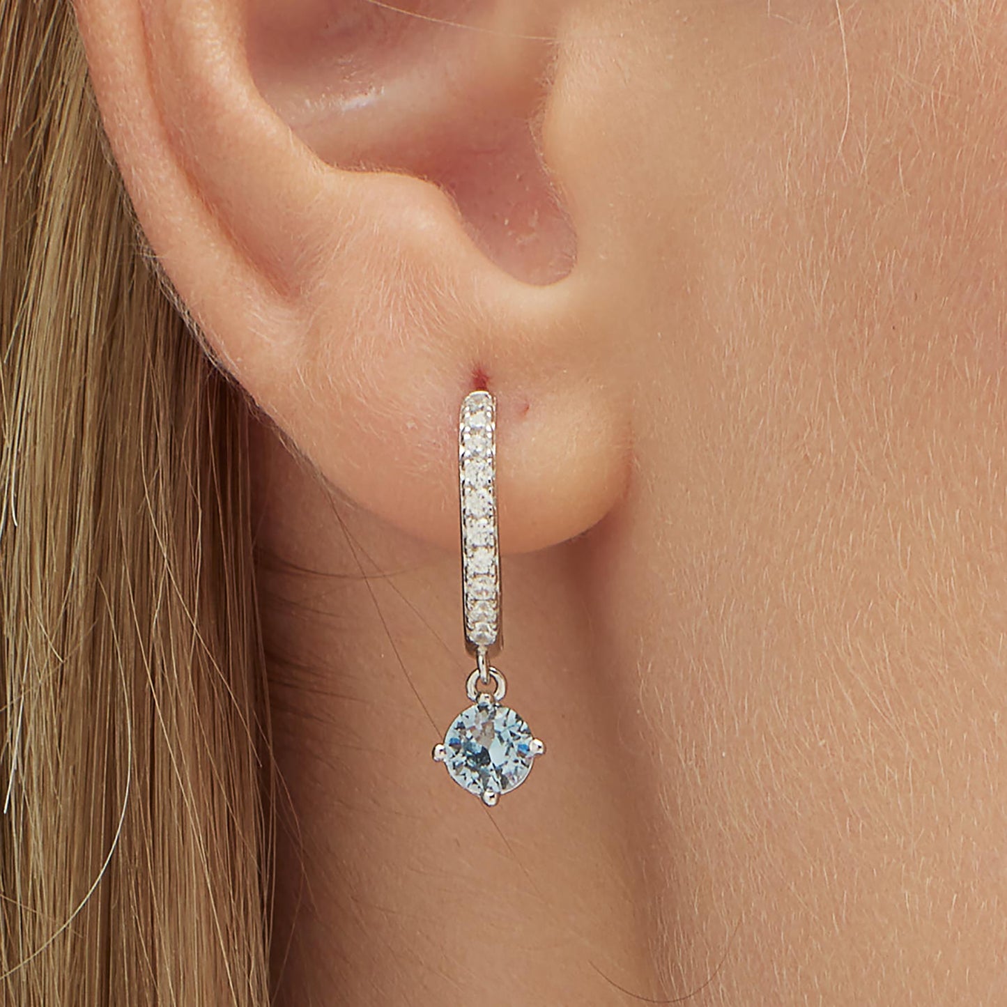 Monorecchino Boccola Brosway Cloud Light Blue Argento Pendente Zircone Azzurro