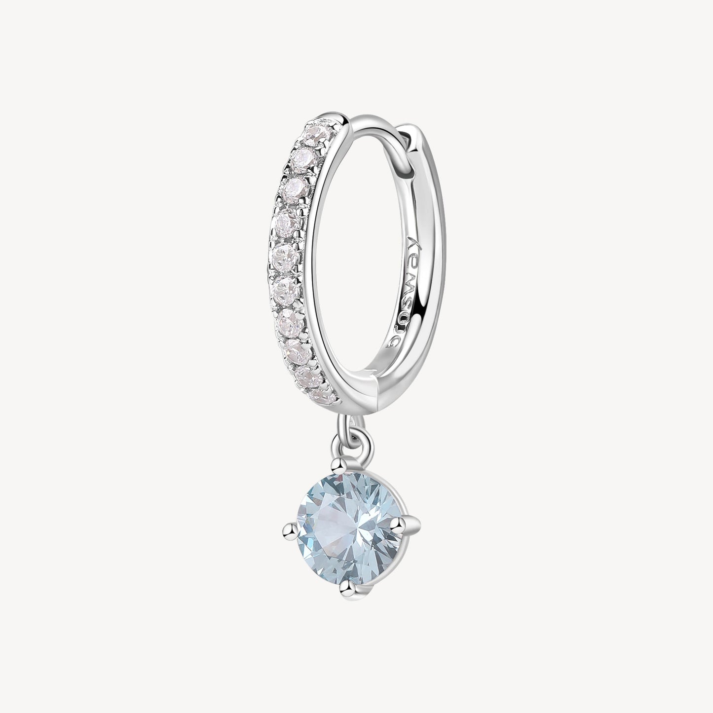 Monorecchino Boccola Brosway Cloud Light Blue Argento Pendente Zircone Azzurro