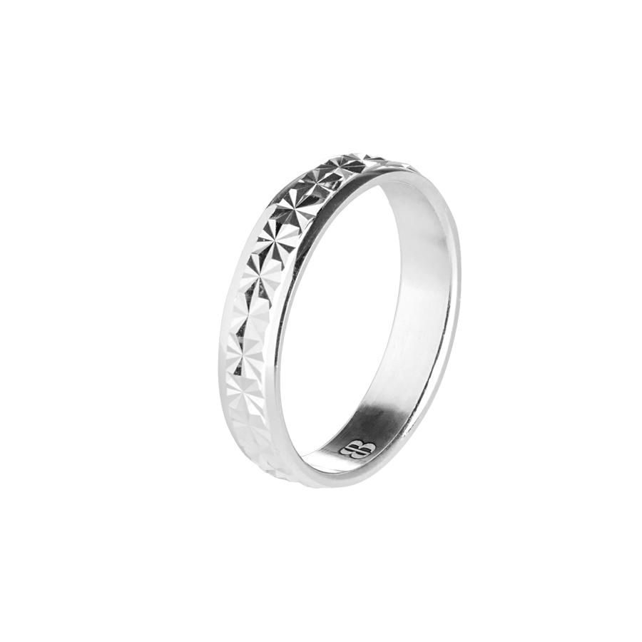 Anello Boccadamo Afrodite Fedina Argento Lavorazione Diamantata - Misura 18