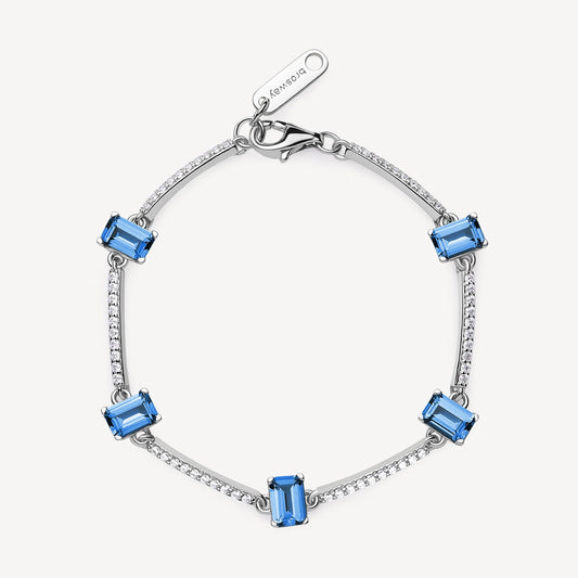Bracciale a Bacchette Brosway Freedom Blue Argento con Zirconi Alternati Bianchi e Blu Rettangolari
