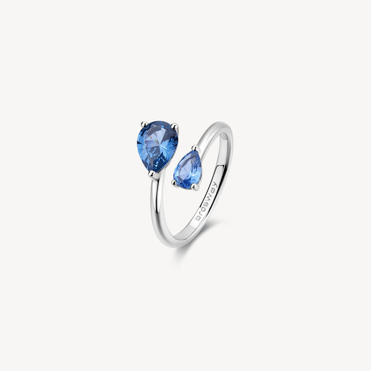 Anello Brosway Fancy Argento Cubic Zirconia Goccia Blu - Misura 12