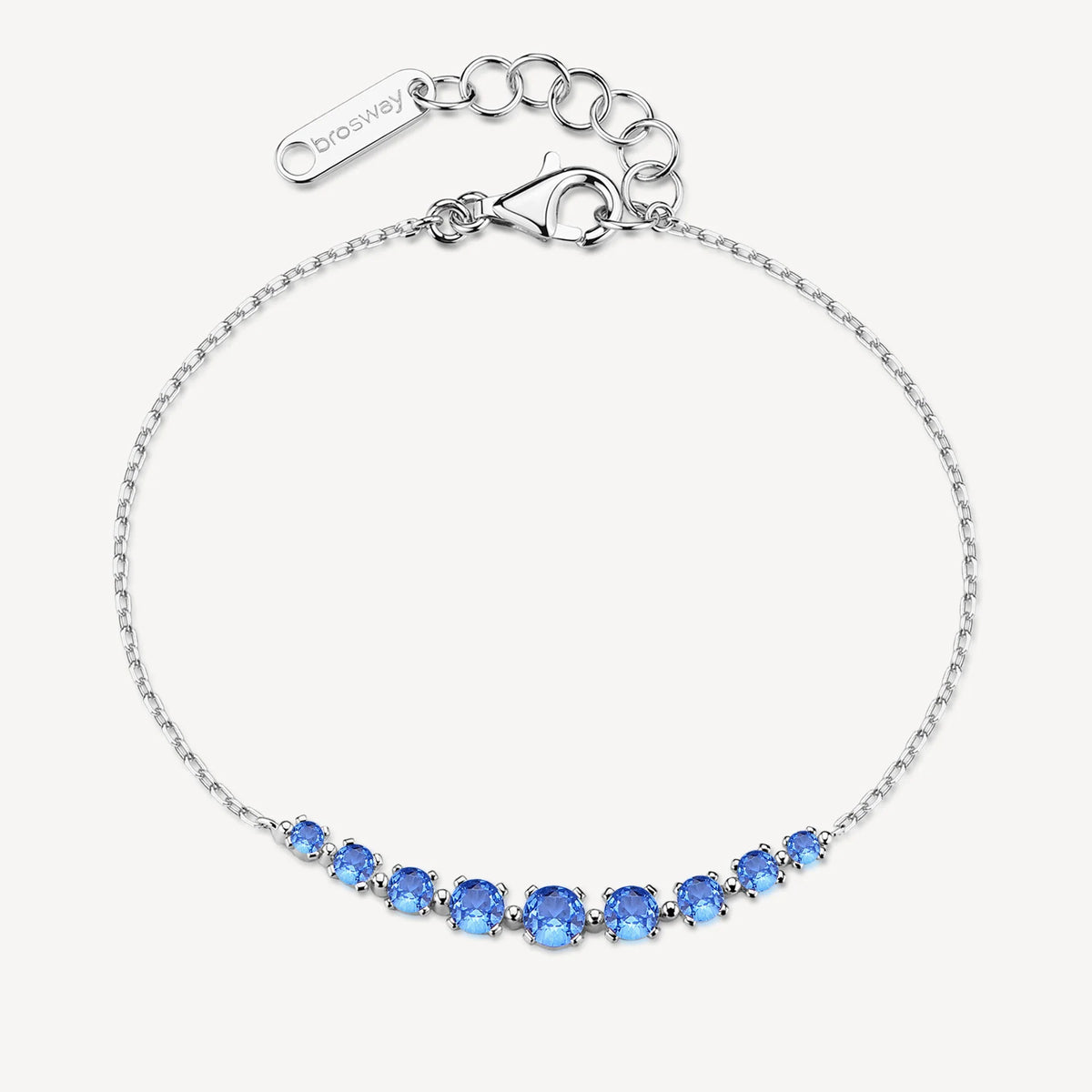 Bracciale Brosway Fancy Freedom Blue Argento Centrale Zirconia A Decrescere Colore Sapphire