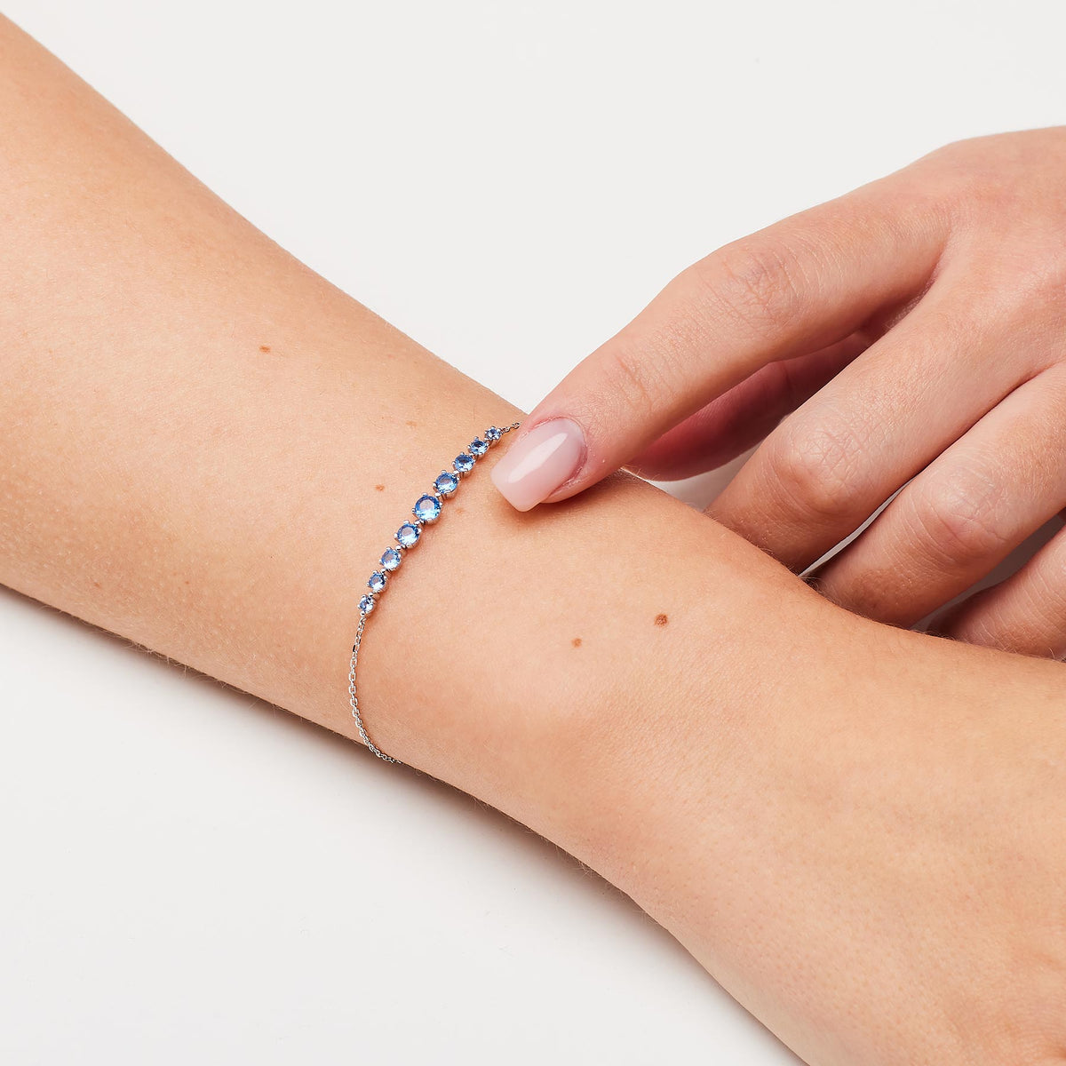 Bracciale Brosway Fancy Freedom Blue Argento Centrale Zirconia A Decrescere Colore Sapphire
