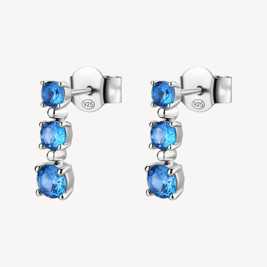 Orecchini a Lobo Brosway Fancy Argento Trilogy Cubic Zirconia a Decrescere Sapphire