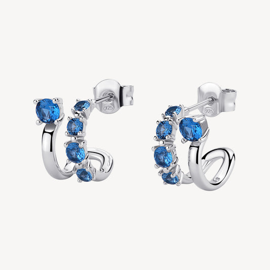 Orecchini Brosway Fancy Freedom Blue A Cerchio Doppio Filo In Argento Con Cubik Zirconia Colore Sapphire