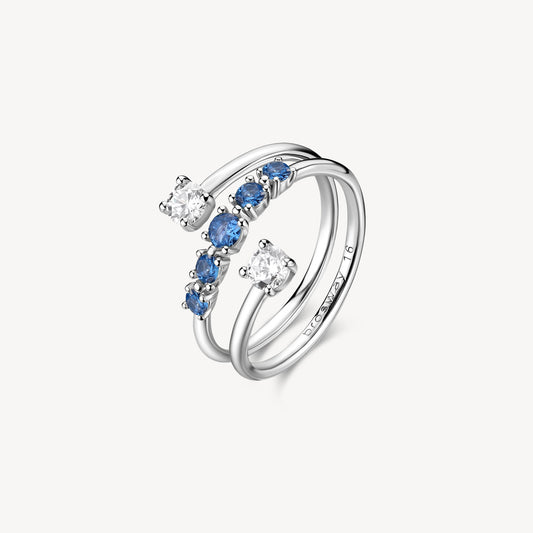 Anello Brosway Fancy Freedom Blue Spirale Argento Cubic Zirconia - Misura 14