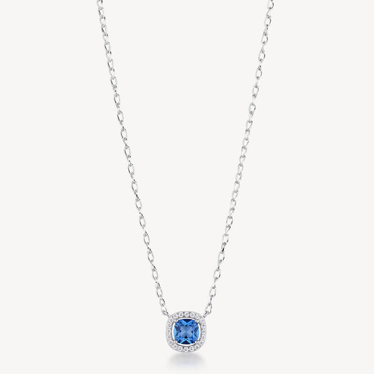 Collana Brosway Fancy Freedom Blue In Argento Con Centrale Cubic Zirconia Blu Quadrato Contornato Cm.44