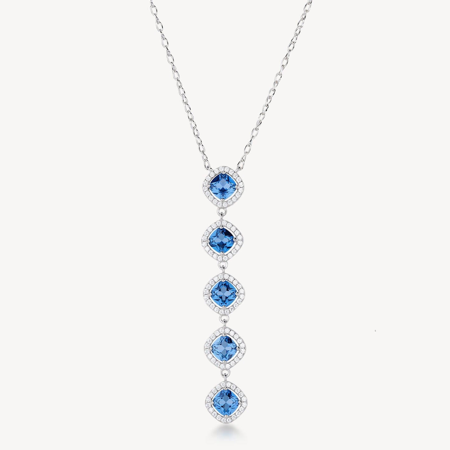 Collana Pendente Lungo Brosway Fancy Argento Cubic Zirconia Quadrati Blu Contornati