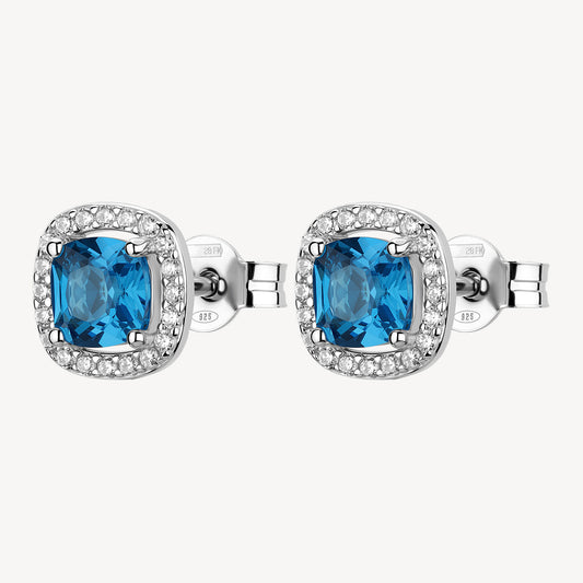 Orecchini Brosway Fancy Argento Cubic Zirconia Quadrato Blu Contornato