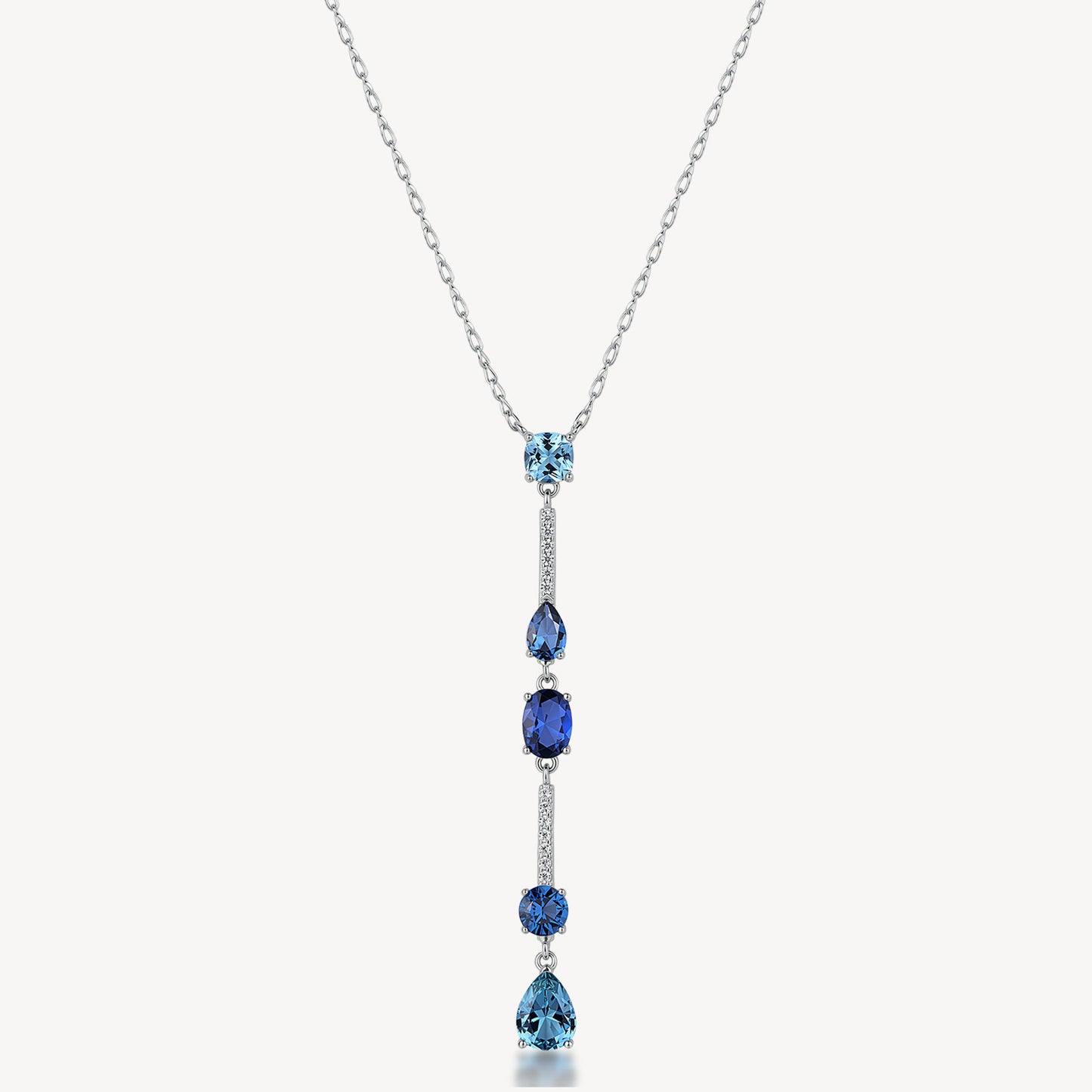 Collana Brosway Fancy Argento Pendente Lungo Cubic Zirconia Blu