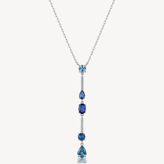 Collana Brosway Fancy Argento Pendente Lungo Cubic Zirconia Blu
