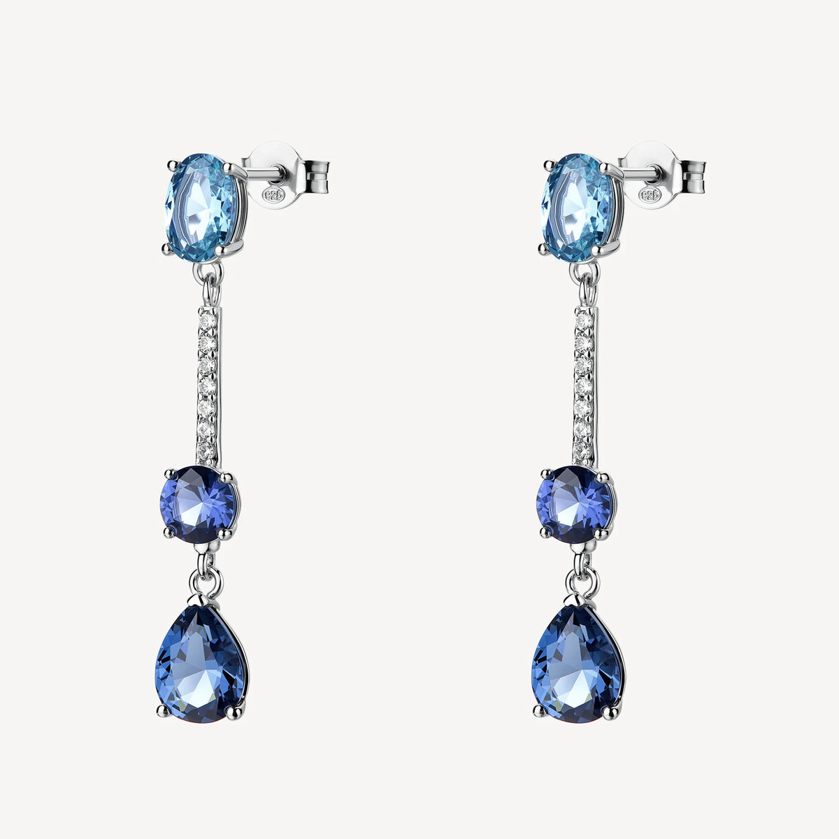 Orecchini Pendenti Brosway Fancy Freedom Blue Argento Cubic Zirconia Bianchi/Azzurri Taglio Goccia Blu