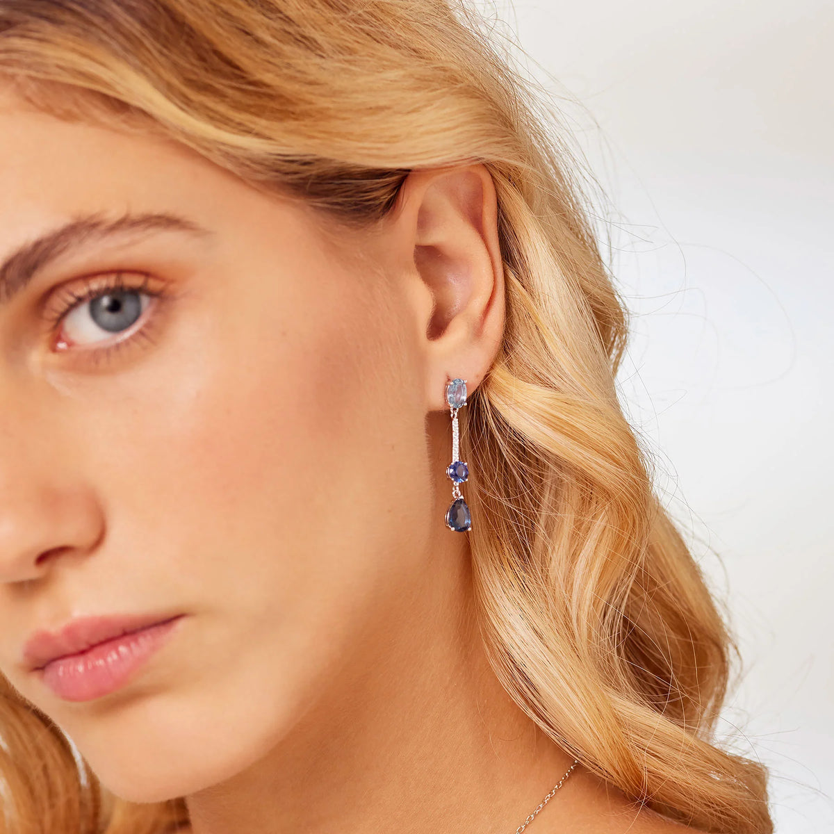 Orecchini Pendenti Brosway Fancy Freedom Blue Argento Cubic Zirconia Bianchi/Azzurri Taglio Goccia Blu