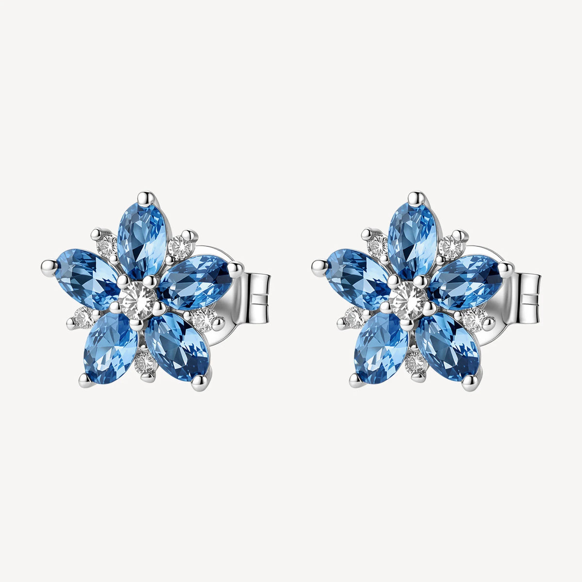 Orecchini Lobo Brosway Fancy Freedom Blue Argento Fiore Con Cubic Zirconia Bianchi/Blu