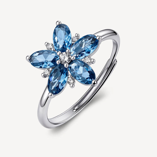 Anello Regolabile Brosway Fancy Freedom Blue Argento Fiore Con Cubic Zirconia Bianchi/Blu - Misura 12/18