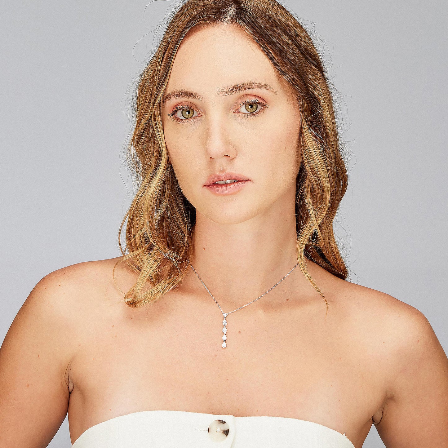 Collana Brosway Fancy In Argento Maglia Catena Con Pendente Square Cubic Zirconia 4 Zirconia A Goccia