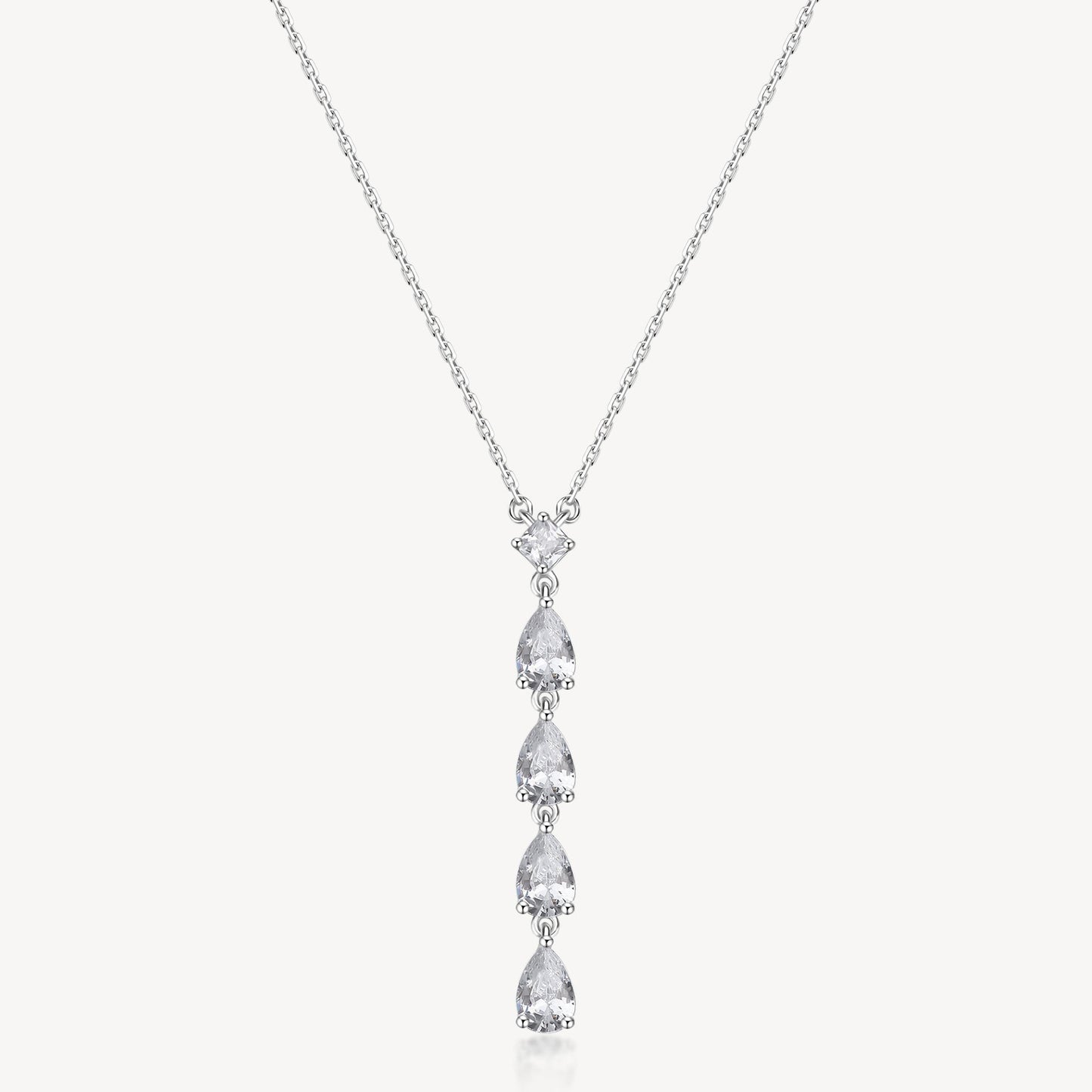 Collana Brosway Fancy In Argento Maglia Catena Con Pendente Square Cubic Zirconia 4 Zirconia A Goccia