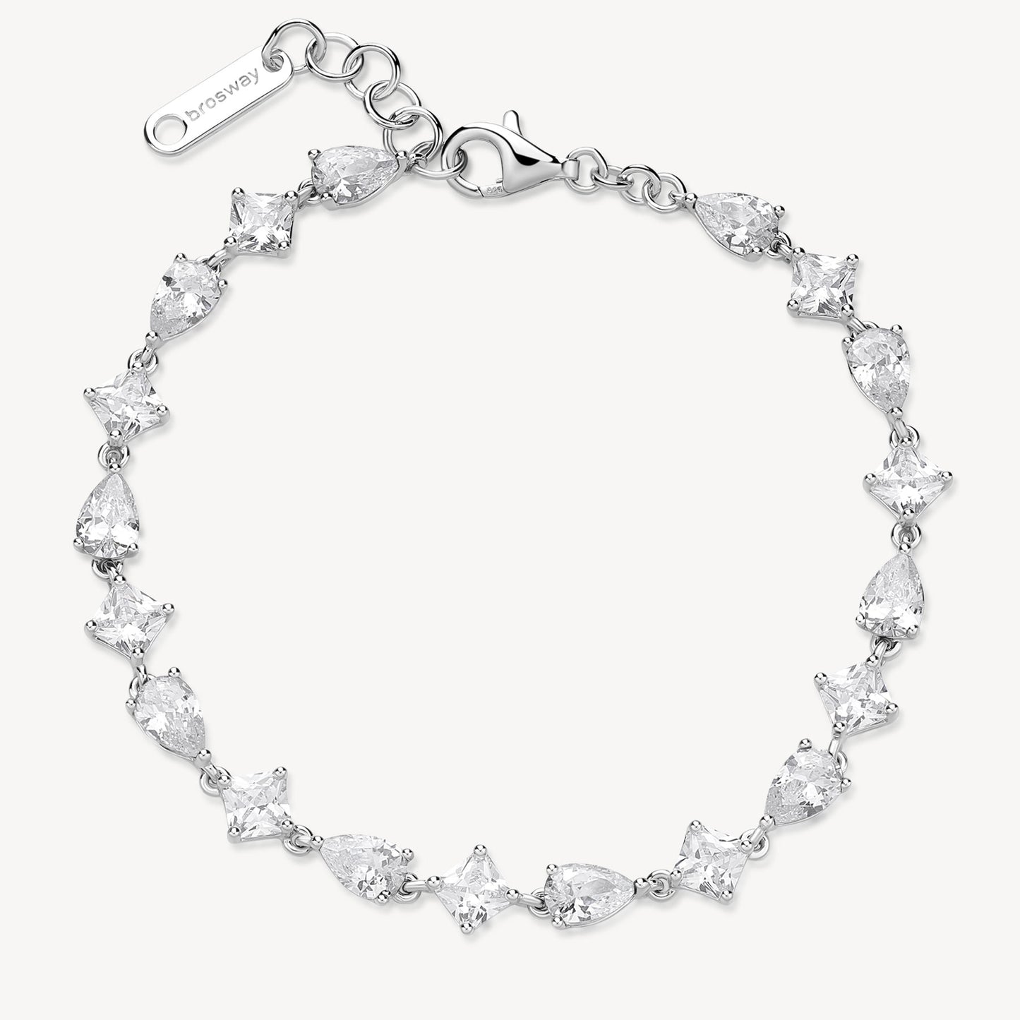 Bracciale Brosway Fancy In Argento Con Square Cubic Zirconia Cubic Zirconia A Goccia Alternati