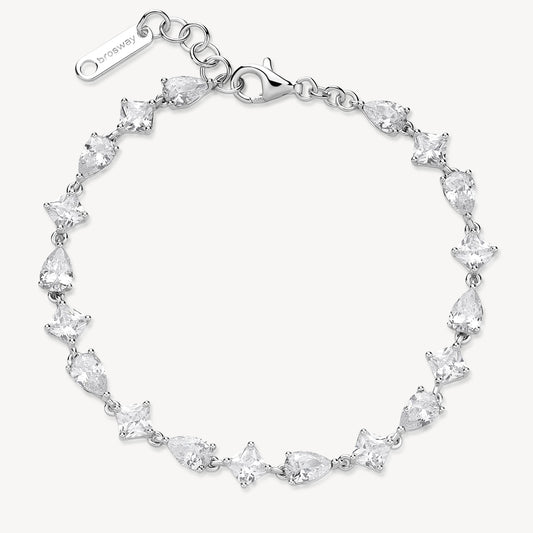 Bracciale Brosway Fancy In Argento Con Square Cubic Zirconia Cubic Zirconia A Goccia Alternati